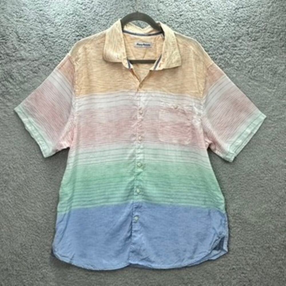 Tommy Bahama Men's XL Linen Blend Multicolor Short Sleeve Button Up Shirt Resort